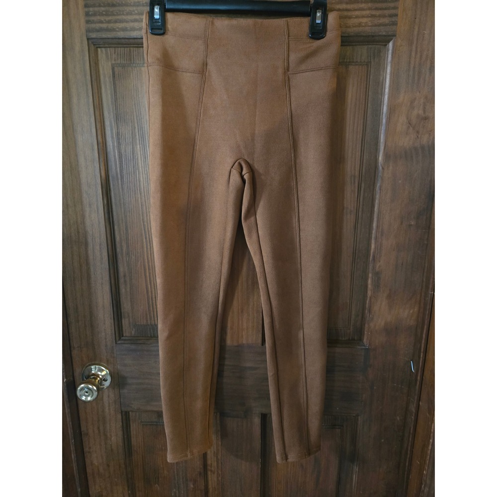 Spanx Faux Suede Leggings Caramel Brown High Rise Seamed‎ Skinny Pants Petite S